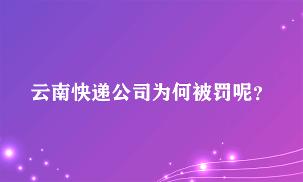 云南快递公司为何被罚呢？