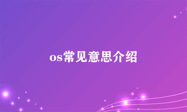 os常见意思介绍