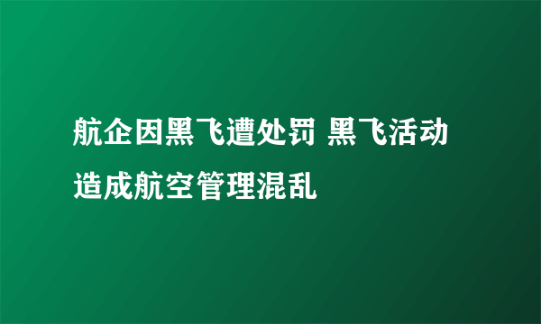 航企因黑飞遭处罚 黑飞活动造成航空管理混乱