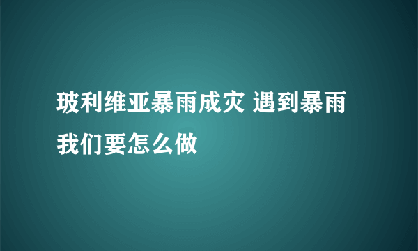 玻利维亚暴雨成灾 遇到暴雨我们要怎么做