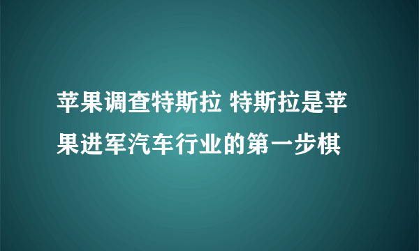 苹果调查特斯拉 特斯拉是苹果进军汽车行业的第一步棋