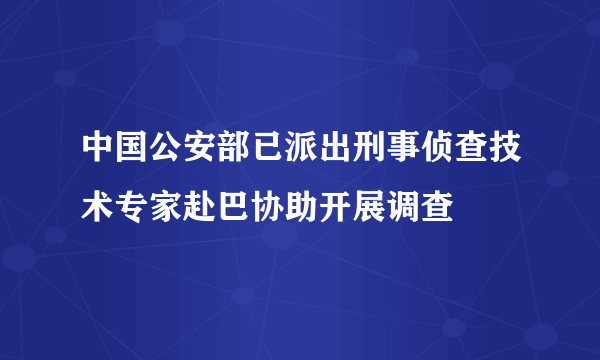 中国公安部已派出刑事侦查技术专家赴巴协助开展调查