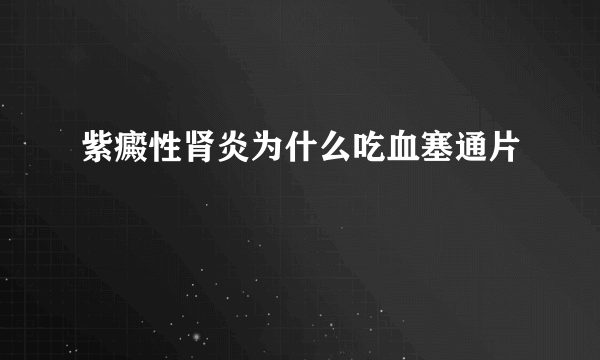 紫癜性肾炎为什么吃血塞通片