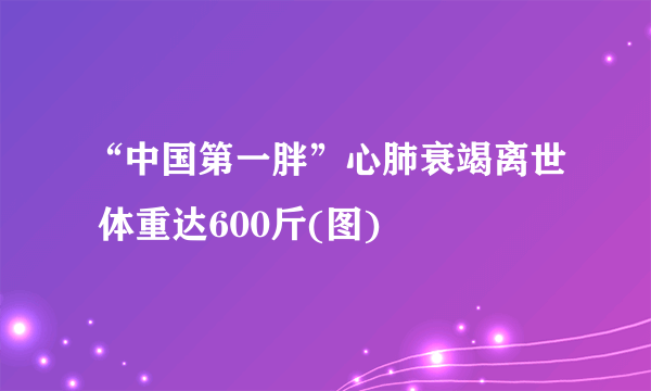 “中国第一胖”心肺衰竭离世 体重达600斤(图)