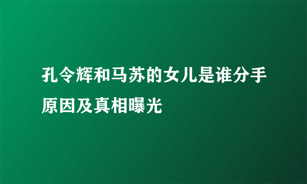 孔令辉和马苏的女儿是谁分手原因及真相曝光