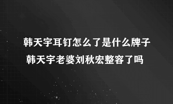 韩天宇耳钉怎么了是什么牌子 韩天宇老婆刘秋宏整容了吗