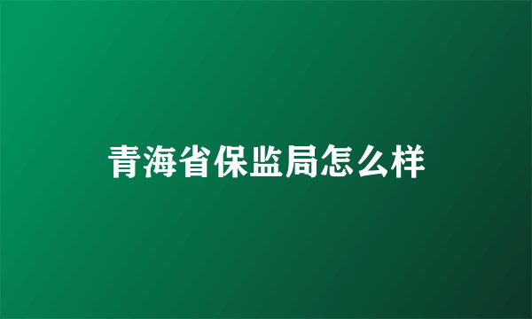 青海省保监局怎么样