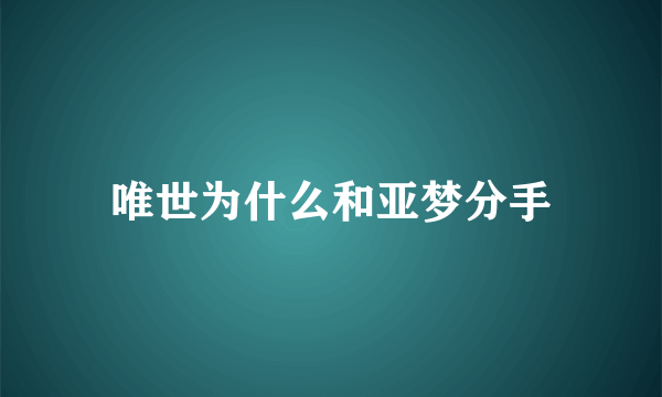 唯世为什么和亚梦分手