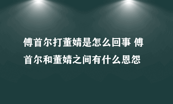 傅首尔打董婧是怎么回事 傅首尔和董婧之间有什么恩怨