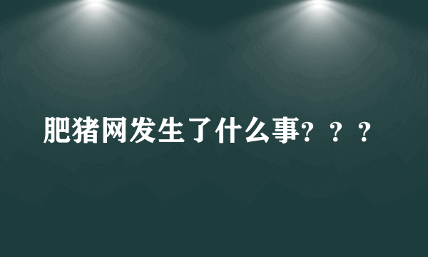 肥猪网发生了什么事？？？