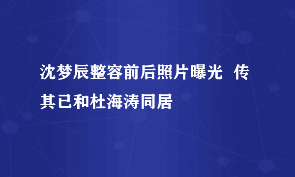 沈梦辰整容前后照片曝光  传其已和杜海涛同居