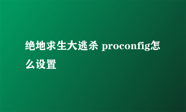 绝地求生大逃杀 proconfig怎么设置