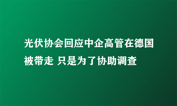 光伏协会回应中企高管在德国被带走 只是为了协助调查