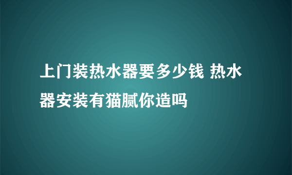 上门装热水器要多少钱 热水器安装有猫腻你造吗