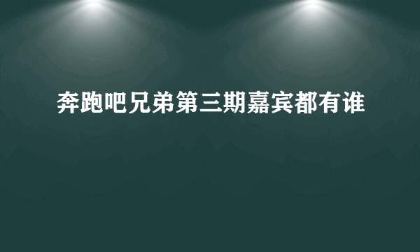 奔跑吧兄弟第三期嘉宾都有谁