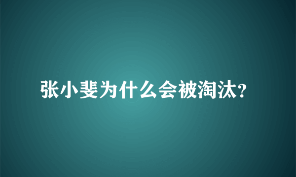 张小斐为什么会被淘汰？