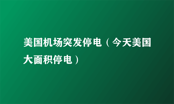 美国机场突发停电（今天美国大面积停电）