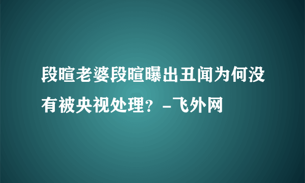 段暄老婆段暄曝出丑闻为何没有被央视处理？-飞外网