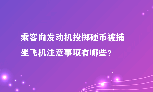 乘客向发动机投掷硬币被捕 坐飞机注意事项有哪些？