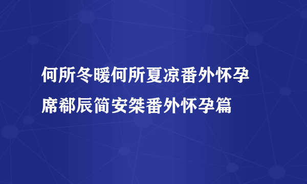 何所冬暖何所夏凉番外怀孕 席郗辰简安桀番外怀孕篇