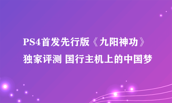 PS4首发先行版《九阳神功》独家评测 国行主机上的中国梦