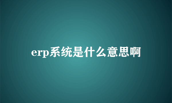 erp系统是什么意思啊