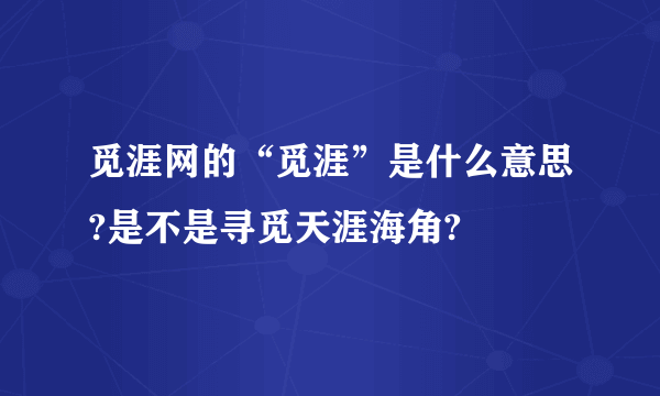 觅涯网的“觅涯”是什么意思?是不是寻觅天涯海角?