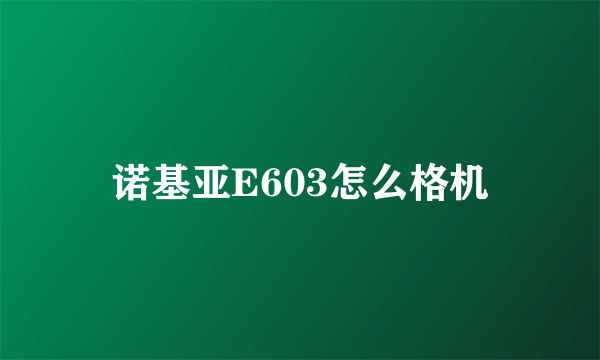 诺基亚E603怎么格机