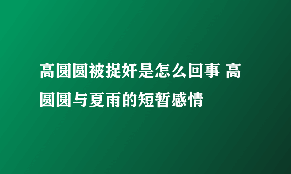 高圆圆被捉奸是怎么回事 高圆圆与夏雨的短暂感情