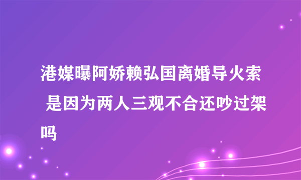 港媒曝阿娇赖弘国离婚导火索 是因为两人三观不合还吵过架吗