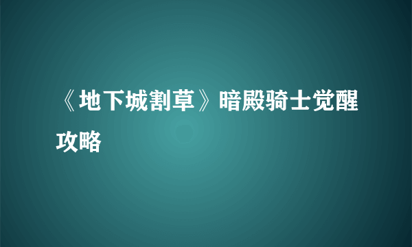 《地下城割草》暗殿骑士觉醒攻略