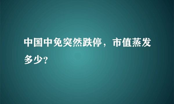 中国中免突然跌停，市值蒸发多少？