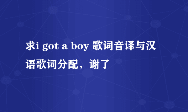 求i got a boy 歌词音译与汉语歌词分配，谢了