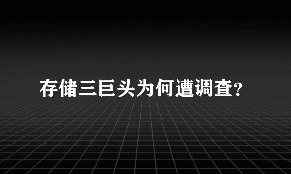 存储三巨头为何遭调查？