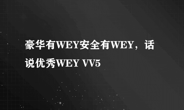 豪华有WEY安全有WEY，话说优秀WEY VV5