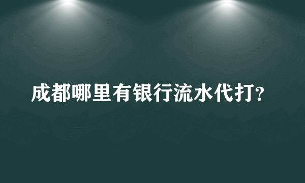 成都哪里有银行流水代打？