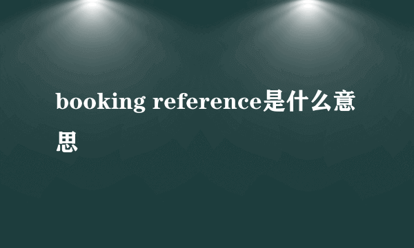 booking reference是什么意思