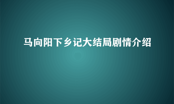 马向阳下乡记大结局剧情介绍