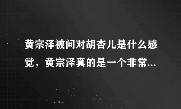 黄宗泽被问对胡杏儿是什么感觉，黄宗泽真的是一个非常花心的人吗？