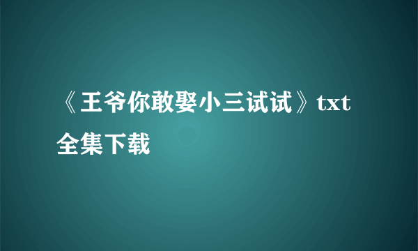 《王爷你敢娶小三试试》txt全集下载