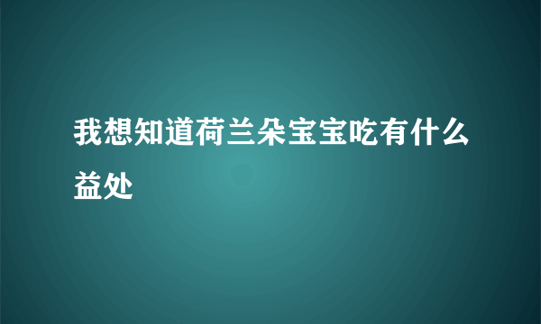 我想知道荷兰朵宝宝吃有什么益处