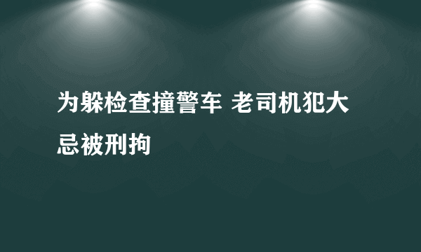 为躲检查撞警车 老司机犯大忌被刑拘