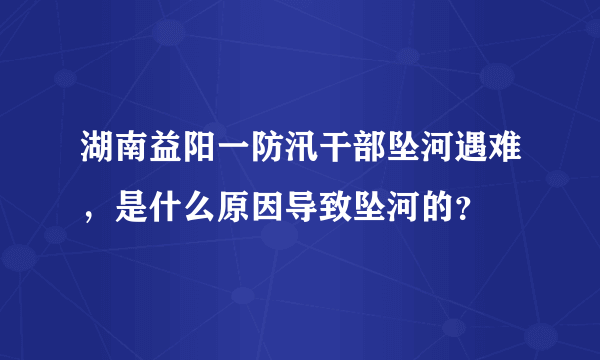 湖南益阳一防汛干部坠河遇难，是什么原因导致坠河的？