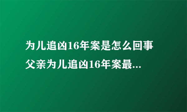 为儿追凶16年案是怎么回事 父亲为儿追凶16年案最终结果如何