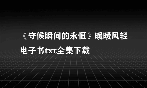 《守候瞬间的永恒》暖暖风轻电子书txt全集下载