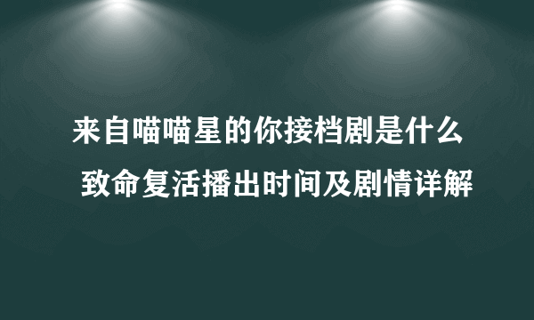 来自喵喵星的你接档剧是什么 致命复活播出时间及剧情详解