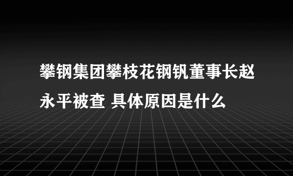 攀钢集团攀枝花钢钒董事长赵永平被查 具体原因是什么