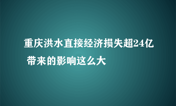 重庆洪水直接经济损失超24亿 带来的影响这么大