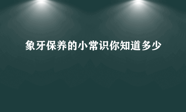 象牙保养的小常识你知道多少