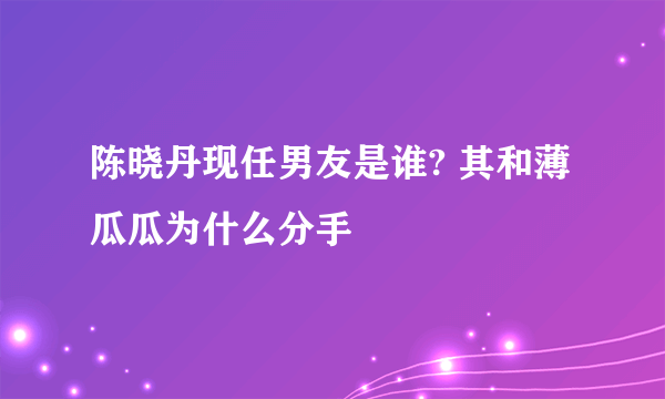 陈晓丹现任男友是谁? 其和薄瓜瓜为什么分手